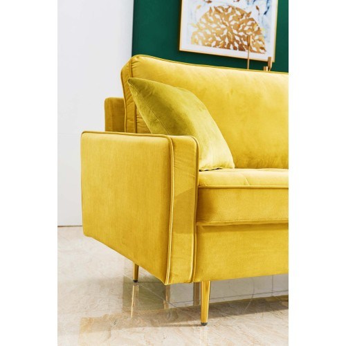 Modern Mustard Velvet Fabric Sofa