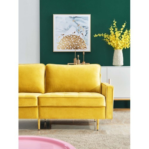 Modern Mustard Velvet Fabric Sofa