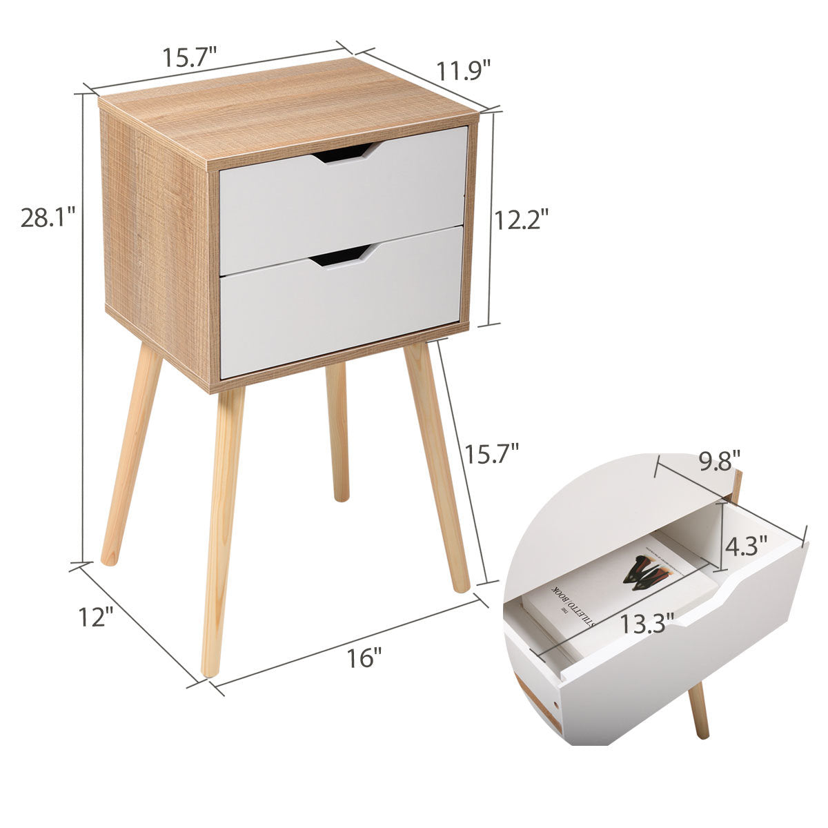 Modern Wooden Nightstand Set