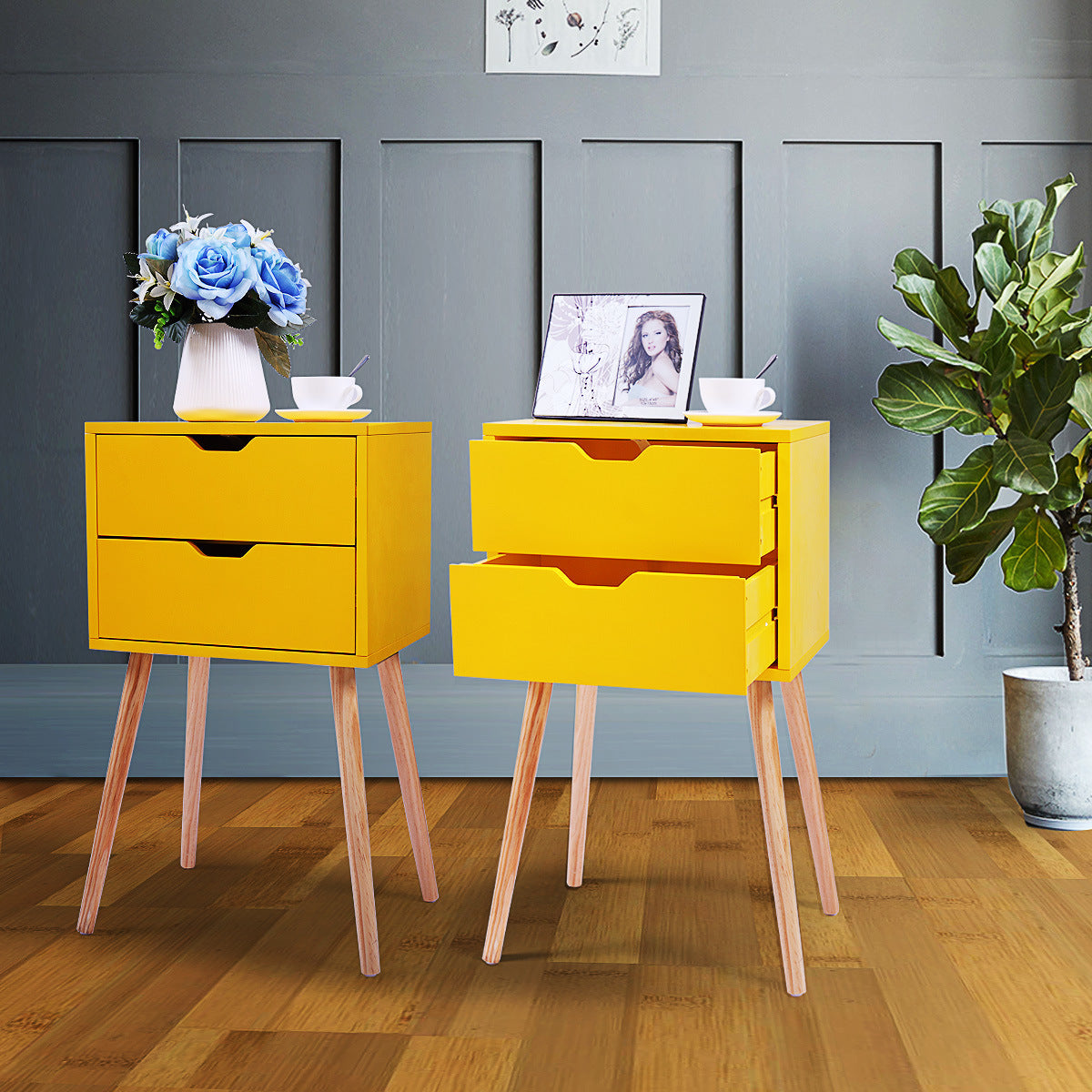 Modern Wooden Nightstand Set