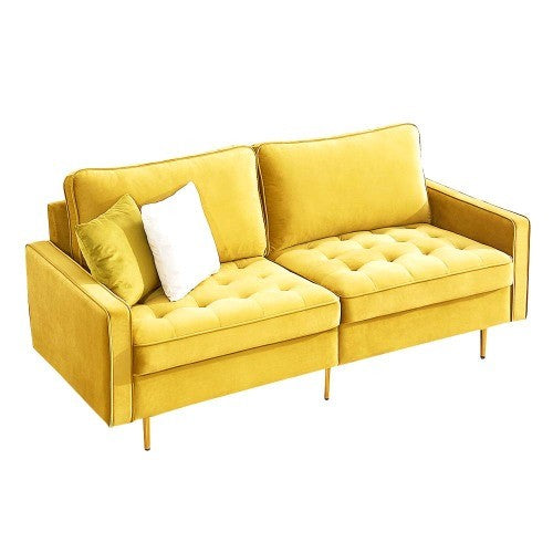 Modern Mustard Velvet Fabric Sofa